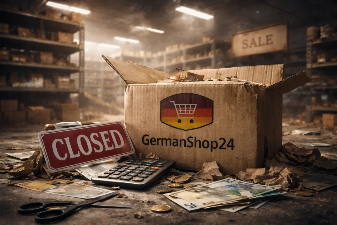 Банкротство GermanShop24: распродажа склада и скидки 2026