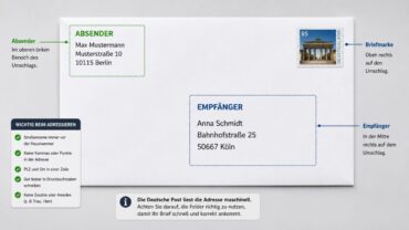 Как подписать конверт в Германии: пошаговая инструкция с образцом